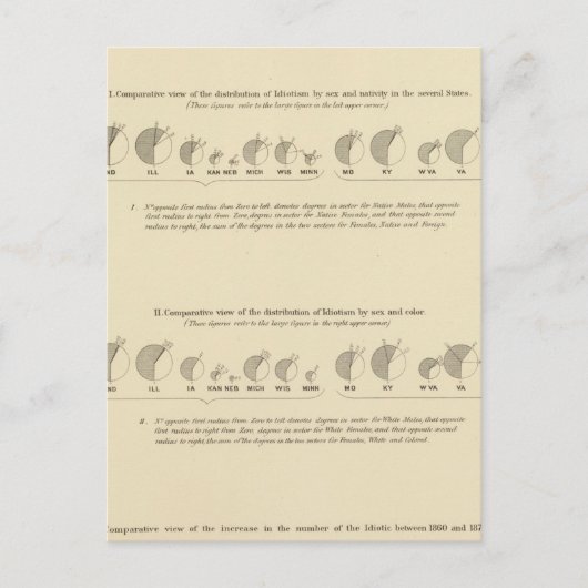 Idioten, Statistischer US-Lithograph 1870 Postkarte (Vorderseite)