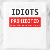 Idioten verboten rechteckiger aufkleber (Tasche)