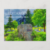 Iditarod Trail Mile Zero, Trail Blazers Statue Postkarte (Vorderseite)