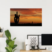 IDKP Arizona Kaktus bei Sonnenuntergang Poster (Heimbüro)