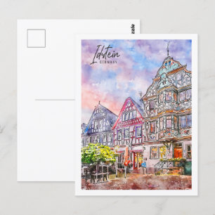 Idstein Deutschland Reiseort Wasserfarbe Postkarte