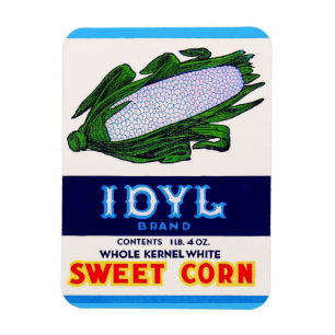 Idyl Sweet Corn-Etikett der 1930er Jahre Magnet