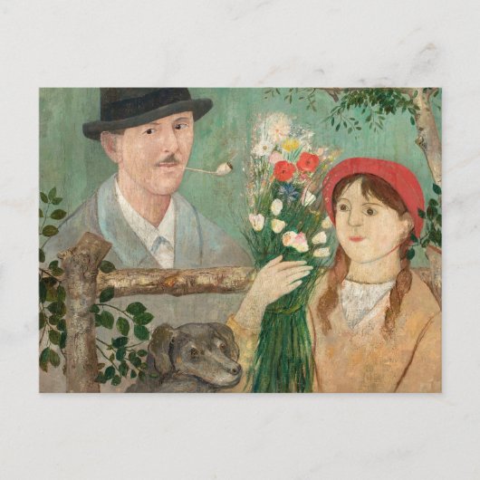 Idyll neben einem Zaun | Tadeusz Makowski Postkarte (Vorderseite)