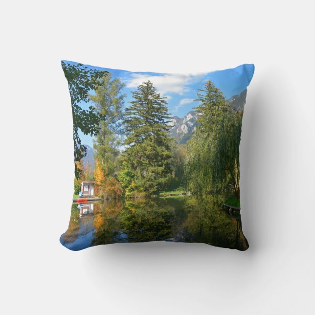 Idylle des Herbstbeckens Kissen (Vorderseite)