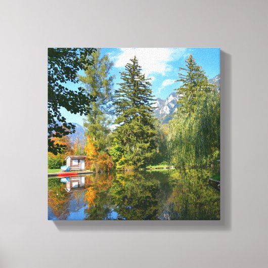 Idylle des Herbstbeckens Leinwanddruck (Vorderseite)