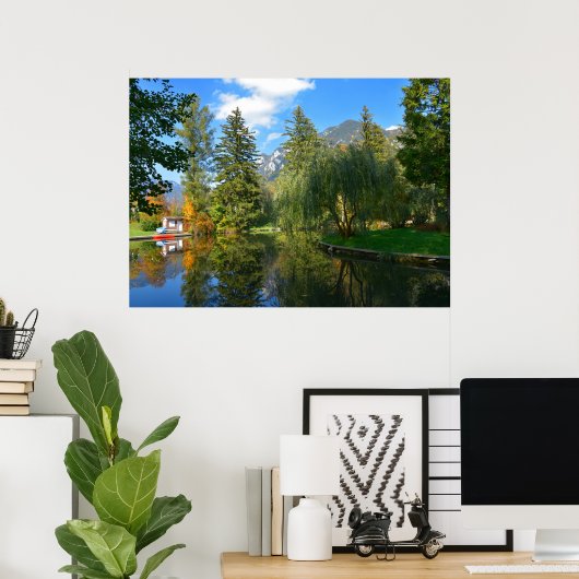 Idylle des Herbstbeckens Poster (Heimbüro)