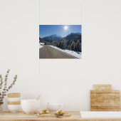 Idyllic empty road thrugh a winter landscape, 2 poster (Küche)
