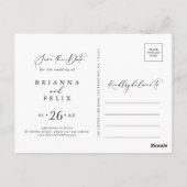 Idyllic Stylish Calligraphy Save the Date Postkarte (Rückseite)