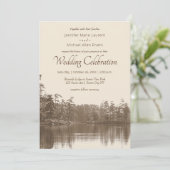 idyllische Bergsee Landschaft Antiquitätenhochzeit Einladung (Stehend Vorderseite)