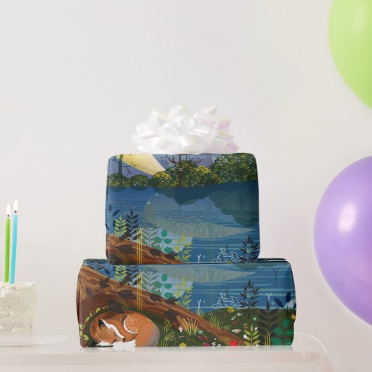 Idyllische Darstellung der Wildfauna und -flora de Geschenkpapier (Partygeschenke)