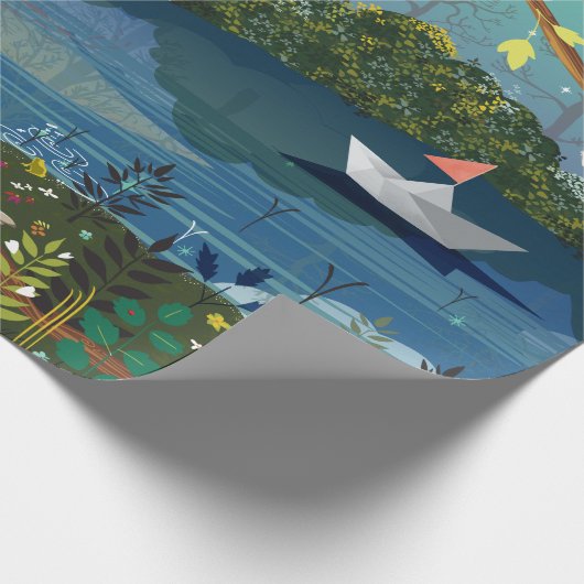 Idyllische Darstellung der Wildfauna und -flora de Geschenkpapier (Ecke)