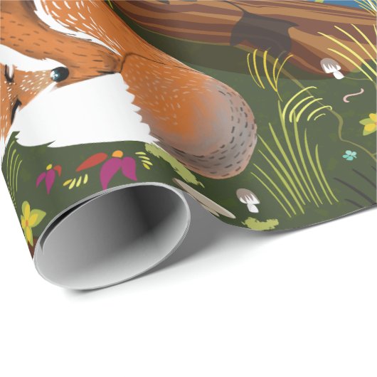 Idyllische Darstellung der Wildfauna und -flora de Geschenkpapier (Rolleneckpunkt)