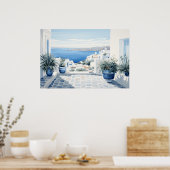 Idyllische griechische Insel: Digitalfarben Kunst  Poster (Küche)