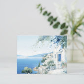 Idyllische griechische Insel: Digitalfarben Kunst Postkarte (Stehend Vorderseite)