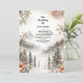 Idyllische Hochzeit des Winterwaldes Einladung (Stehend Vorderseite)
