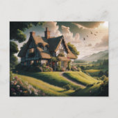 Idyllische Hütte mit Strohdächern Postkarte (Vorderseite)
