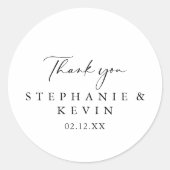 Idyllische Kalligraphie Danke Gastgeschenk Hochzei Runder Aufkleber (Vorderseite)