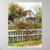 Idyllische Klettertouren Rose im ländlichen Raum Poster (Vorne)