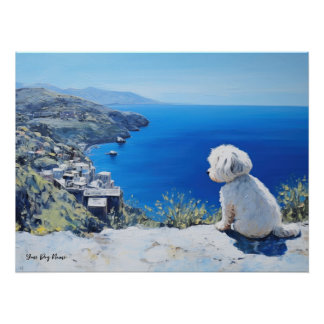 Idyllische Mittelmeerstadt, Shih Tzu Dog 01 - Gamb Poster