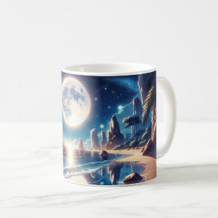 Idyllische Moonlit Beach Malerei Kaffeetasse