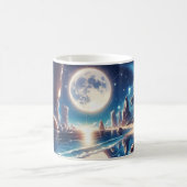 Idyllische Moonlit Beach Malerei Kaffeetasse (Mittel)