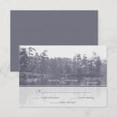 idyllische Seenlandschaft Blau-graue Hochzeit RSVP Karte (Vorne/Hinten)