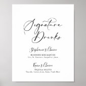 Idyllische stylische Kalligrafie-Signaturgetränke Poster (Vorne)