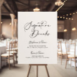 Idyllische stylische Kalligrafie-Signaturgetränke Poster<br><div class="desc">Dieses idyllische,  stilvolle Kalligraphie-Kennzeichen ist perfekt für eine rustikale Hochzeit. Das einfache und elegante Design zeichnet sich durch klassische und extravagante Schriftzeichen in Schwarz und Weiß aus. Personalisieren Sie das Schild mit den Namen der Braut und des Bräutigams und ihrer Lieblingsgetränke Wahl.</div>