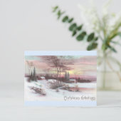 Idyllische Winterlandschaft mit rosa Sonnenunterga Postkarte (Stehend Vorderseite)