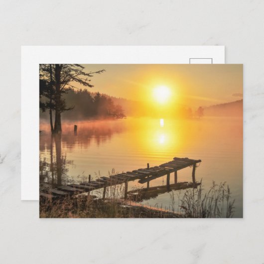 Idyllischer Sonnenaufgang | Misty Mountain Lake, B Postkarte (Vorne/Hinten)
