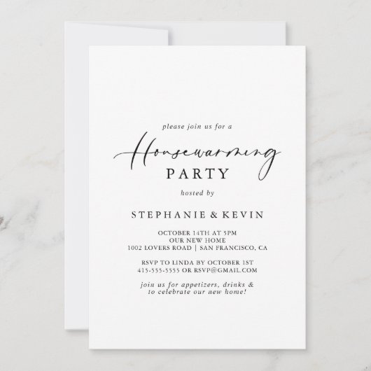 Idyllisches stylisches Calligraphy Housewarming Pa Einladung (Vorderseite)