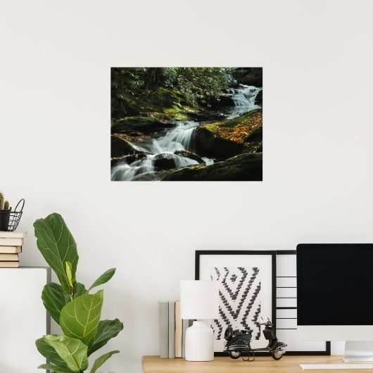 Idyllisches Wasserfall-Foto-Poster Poster (Heimbüro)