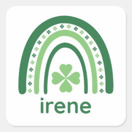 Iene Name Clover Boho Rainbow Quadratischer Aufkleber