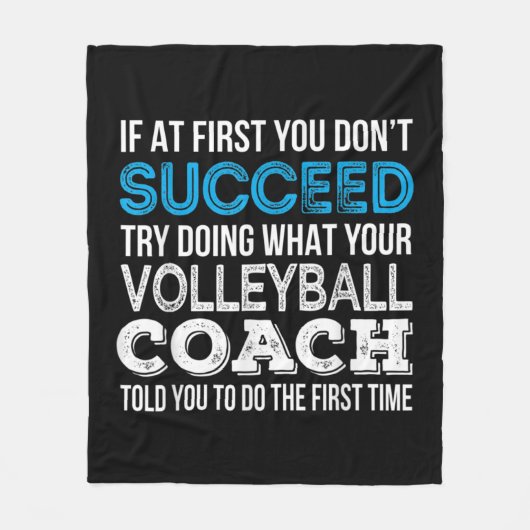 If at first you don't succeed Fun Volleyball Coach Fleecedecke (Vorderseite)