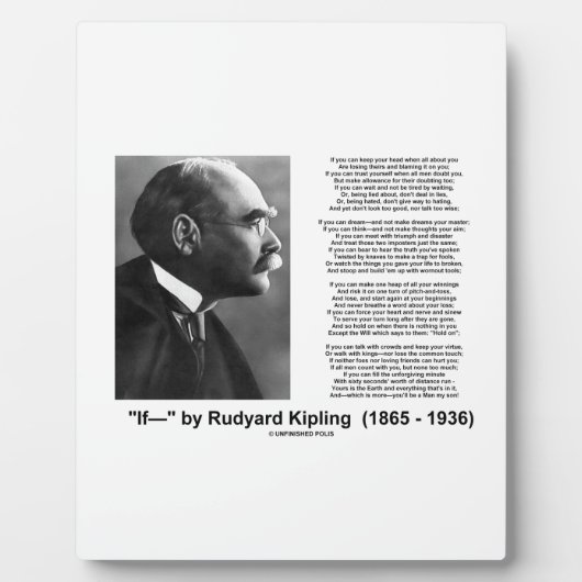 If- by Rudyard Kipling Motivierend Advice Gedicht Fotoplatte (Vorderseite)