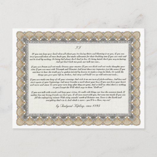 IF = ein Inspirierend Gedicht für junge Männer Postkarte (Vorderseite)