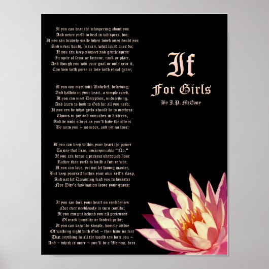 If For Girls Gedicht von J.P. McEvoy Print Poster (Vorne)