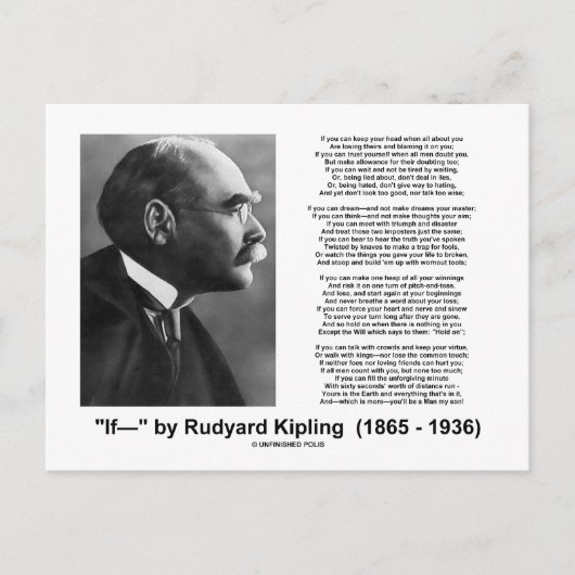 "If—" Gedicht von Rudyard Kipling Postkarte (Vorderseite)