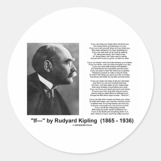 "If—" Gedicht von Rudyard Kipling Runder Aufkleber (Vorderseite)