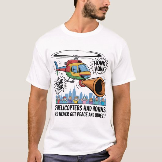 If Helicopters Had Horns – Funny Helicopter Comic T-Shirt (Vorderseite)