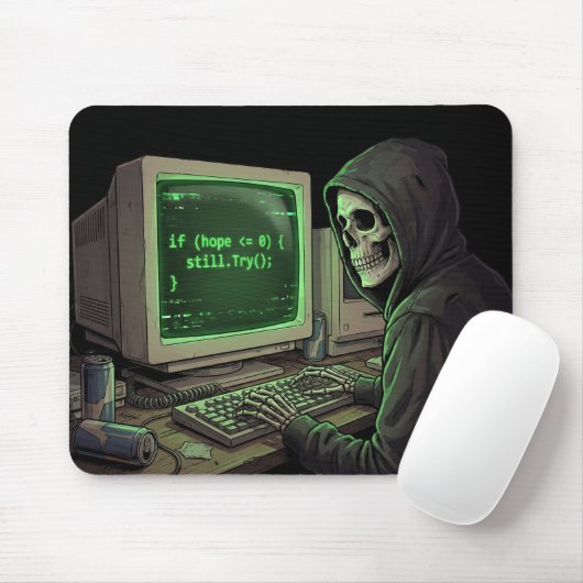 If Hope <= 0 Still Try | Cyberpunk Coding Gaming Mousepad (Mit Mouse)