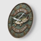  If I'm Missing I've Gone Fishing Fisherman Gift Große Wanduhr (Winkel)