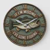  If I'm Missing I've Gone Fishing Fisherman Gift Große Wanduhr (Vorderseite)