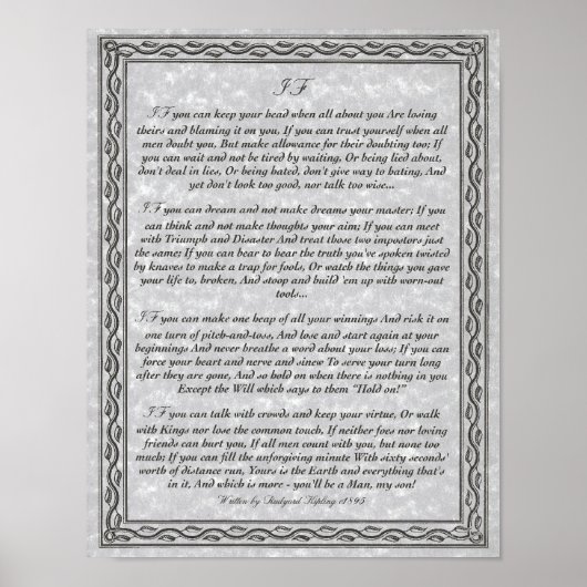 IF Inspirier Gedicht für junge Männer von Rudyard  Poster (Vorne)
