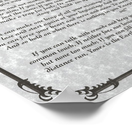 IF Inspirier Gedicht für junge Männer von Rudyard  Poster (Ecke)