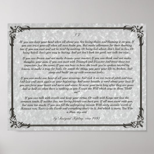 IF Inspirier Gedicht für junge Männer von Rudyard  Poster (Vorne)