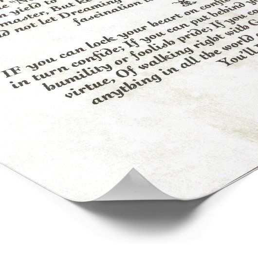 IF Inspirier Gedicht für junge Männer von Rudyard Poster (Ecke)