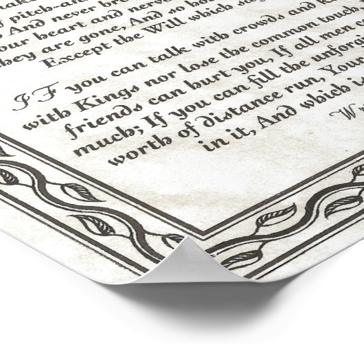 IF Inspirier Gedicht für junge Männer von Rudyard  Poster (Ecke)