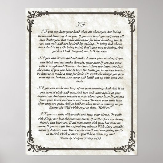 IF Inspirier Gedicht für junge Männer von Rudyard  Poster (Vorne)