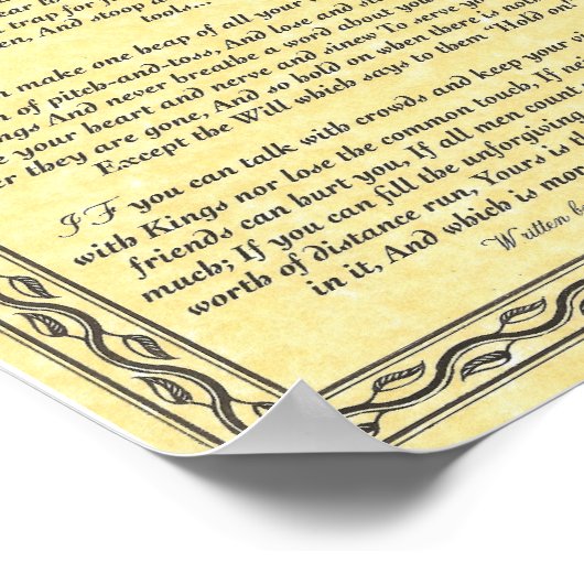 IF Inspirier Gedicht für junge Männer von Rudyard Poster (Ecke)